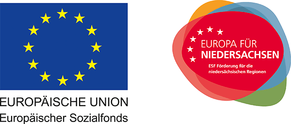 EU-Emblem und Label „Europa für Niedersachsen“